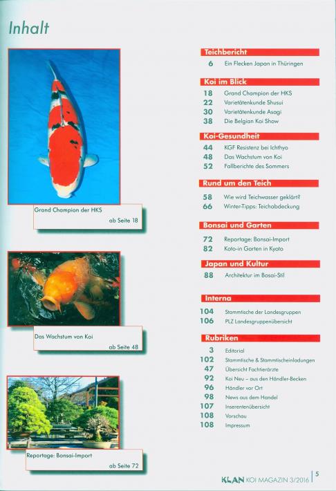Koi KLAN Magazin Inhaltsverzeichnis 2016 3