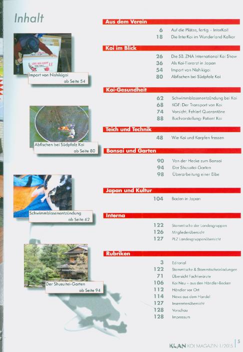 Koi KLAN Magazin Inhaltsverzeichnis 2015 1