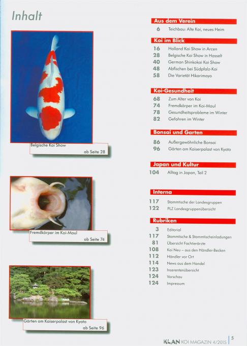 Koi KLAN Magazin Inhaltsverzeichnis 2015 4