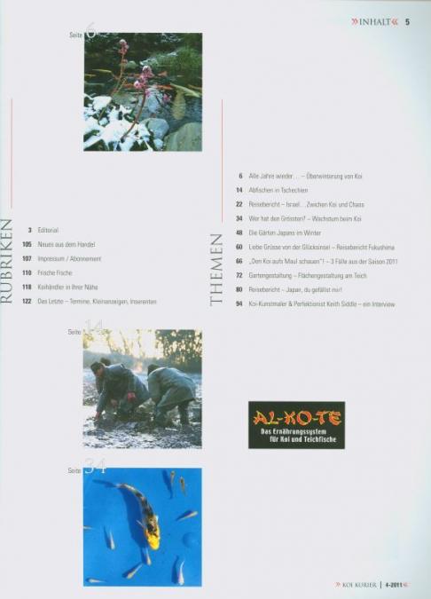 Koi Kurier Magazin Inhaltsverzeichnis 2011_4