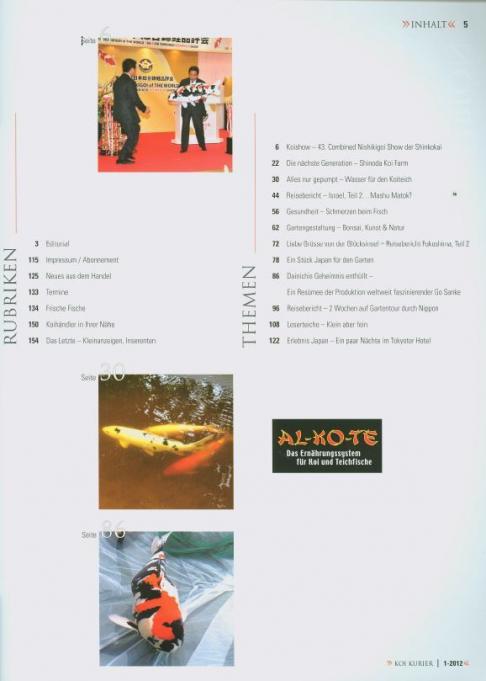 Koi Kurier Magazin Inhaltsverzeichnis 2012_1