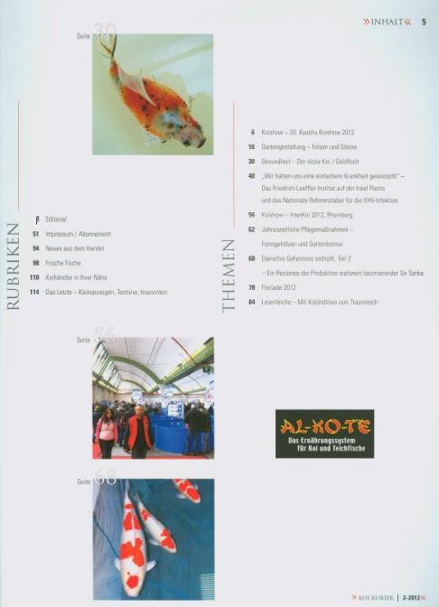 Koi Kurier Magazin Inhaltsverzeichnis 2012_2