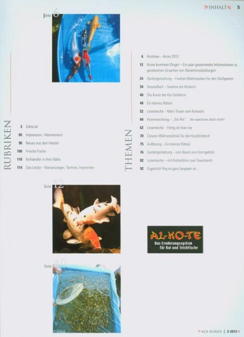 Koi Kurier Magazin Inhaltsverzeichnis 2012_3